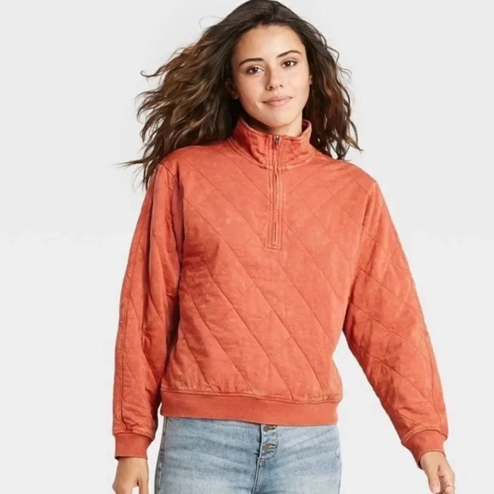 Universal Thread Quarter Zip Quilted Pullover Size Medium